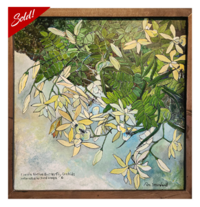 Florida Native Epiphytes 1, Butterfly Orchids - Original Mixed Media on Birch Plywood, Framed - 18.50 x 18.5" - $900